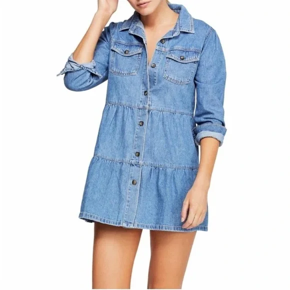 Free People Nicole Denim Shirt Dress - Picture 2 of 13